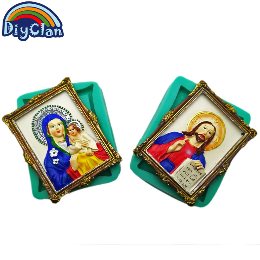 Кристианская серия, силиконовая форма для украшения торта, Пресвятая Дева Мария, помадка, форма для кекса, шоколадная форма для полимерной глины