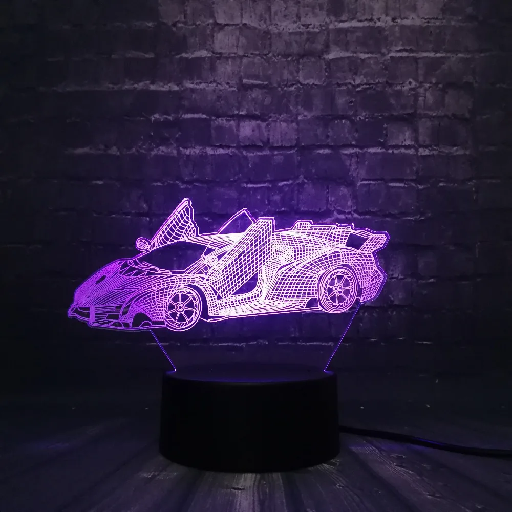 Крутой человек гоночный автомобиль светодиодный 3d-ночник Декор RGB USB лампа спальня свет сна 7 цветов Изменение RC автомобиль для Ребенка Рождественский подарок игрушка