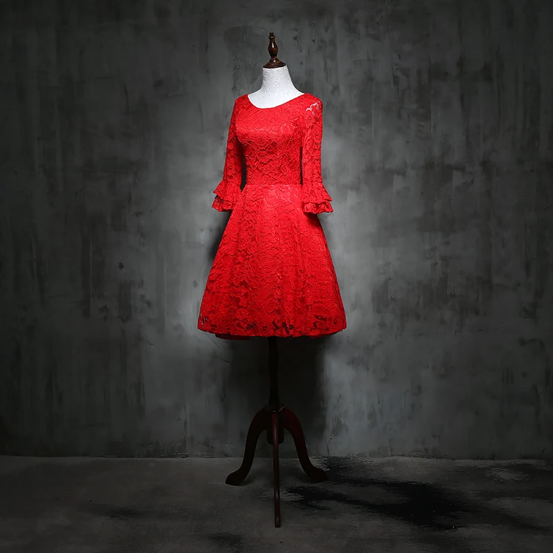 Новинка 2017 вечерние платья с длинным рукавом красное платье невесты элегантное