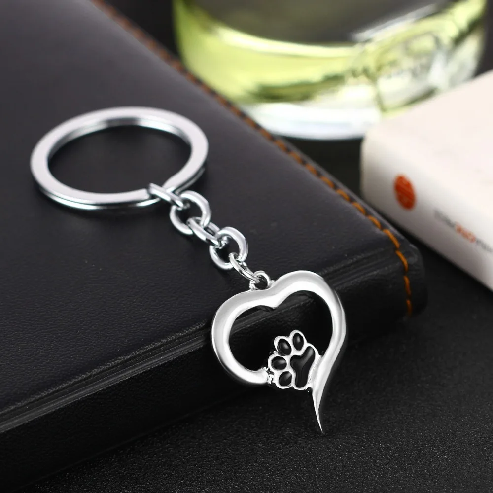 Любовь Сердце милая собака кошка лапы принт брелок &quotотпечаток ноги&quot/брелок
