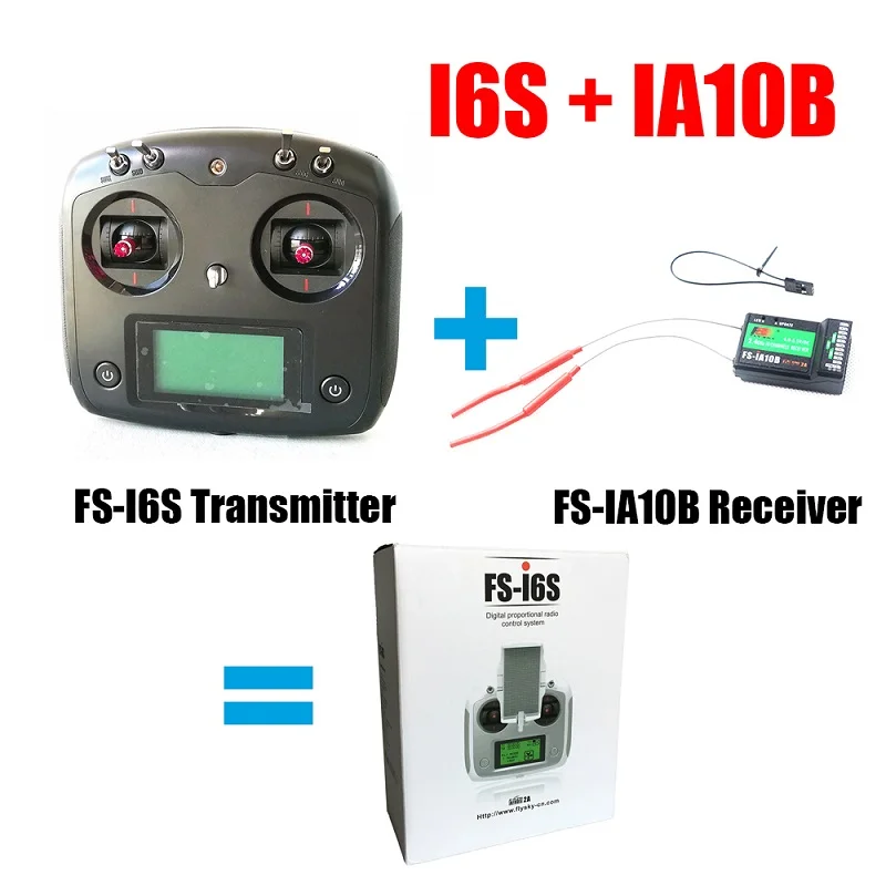 Черный FS-I6S FS I6S Flysky 10CH 2,4G RC передатчик для квадрокоптера контроллер с приемником FS-iA6B или FS-IA10B и сменный режим подарок - Цвет: with IA10B RX