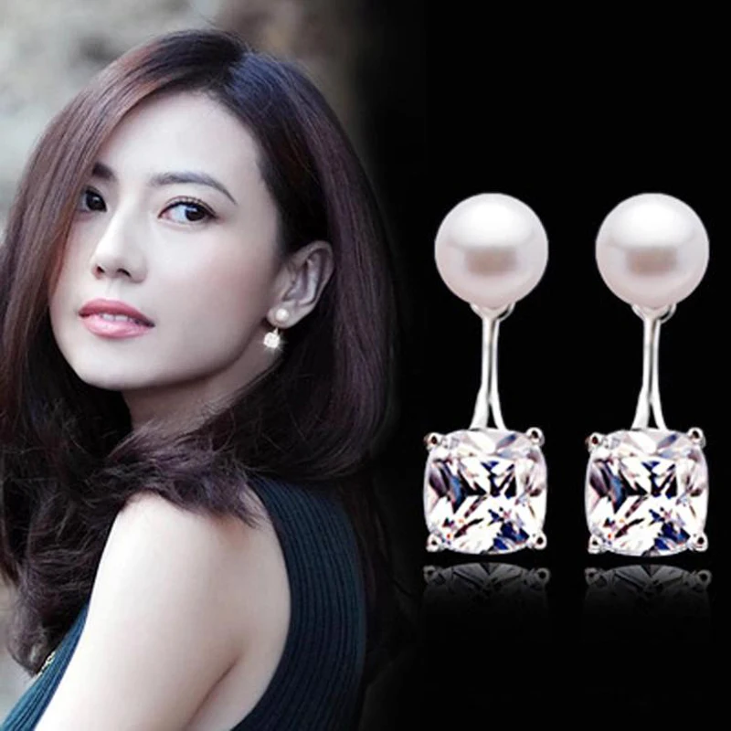 Женские серьги с искусственным жемчугом фианитом |