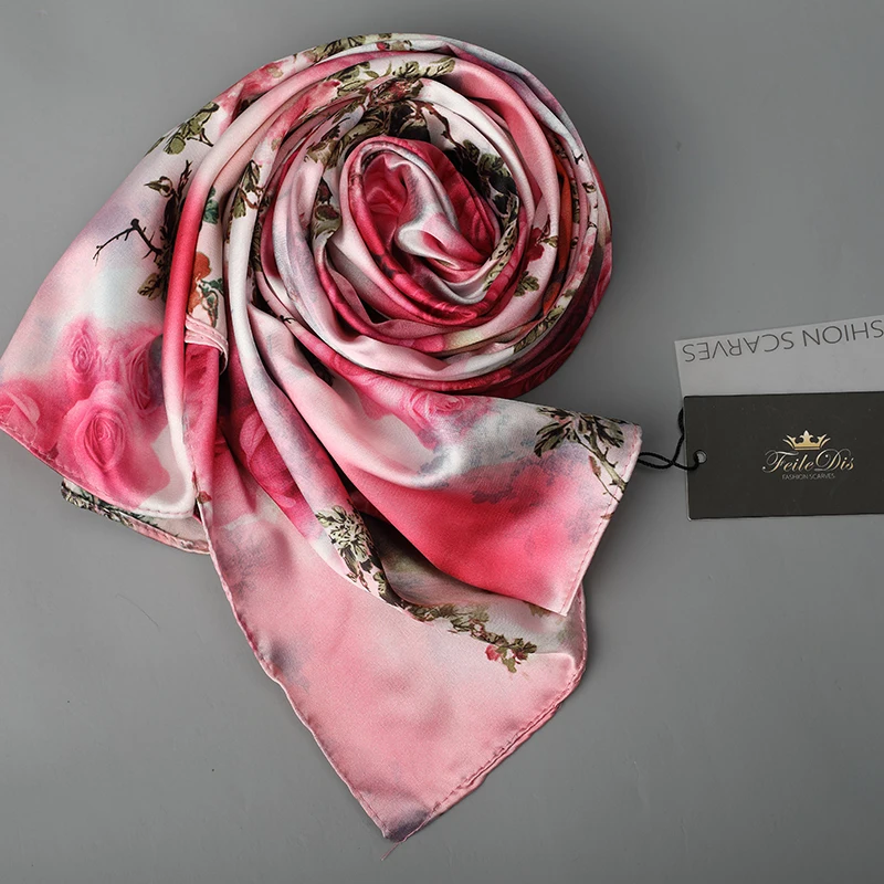 

[FEILEDIS] 2019 Silk Scarf Fashion Women's Shawl Multi-purpose Scarf Double-sided Replacement Use Scarf Series FD034