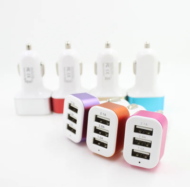 

Triple Universal USB Car Charger 3 Port Car-charger Adapter Socket 2A 2.1A 1A Car Styling USB Charger For Car-Styling