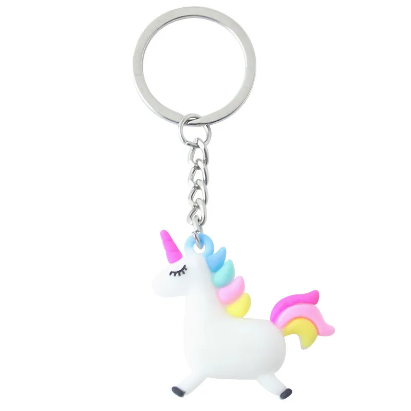 Rainbow Unicorn Pendant Keychain Animal Silicone 7 Colors Horse Couple Bag Car Charms Keyring Women Men Gift Key Chain Jewelry | Украшения