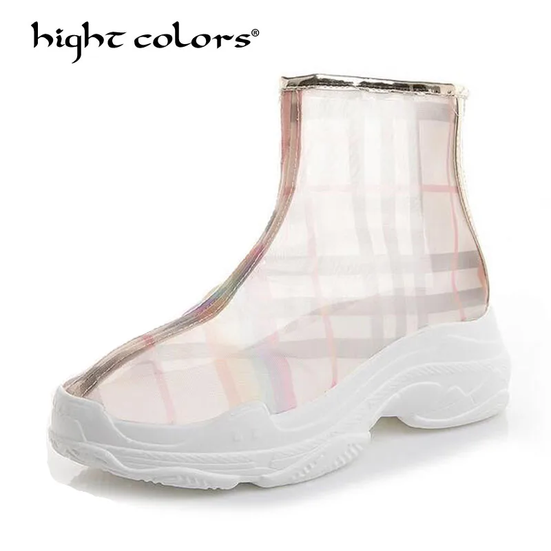 Женские полусапожки на высоком каблуке сетчатые с геометрическим рисунком