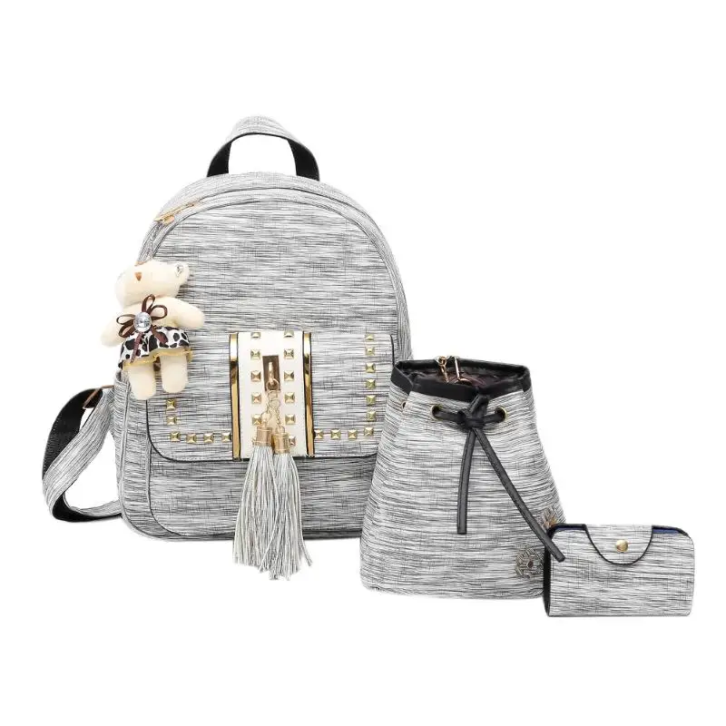 Винтаж набор рюкзак Mochila для Дамские туфли из pu искусственной кожи рюкзак для девочек школьные сумки на плечо 3 шт./компл. рюкзак mochilas mujer