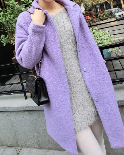 Fashion lavender purple wool overcoat 