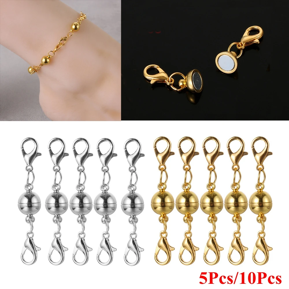 5/6/10PCs Gold Silver Necklace Bracelet Connector Hook Round Ball Magnetic Clasps Buckle Metal DIY Jewelry Accessories | Украшения и