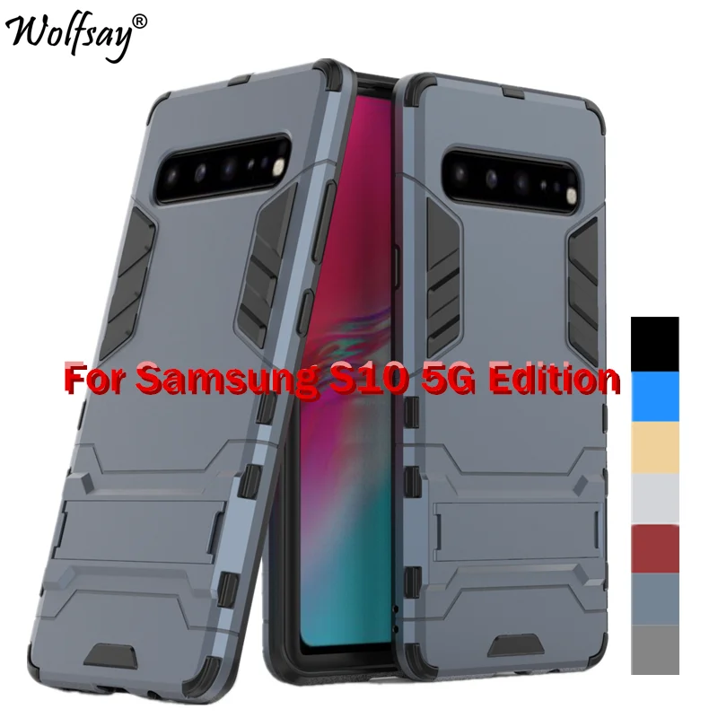 

For Case Samsung Galaxy S10 5G Case 6.7 inch Shockproof Hybrid PC Stand Silicone Armor Case For Samsung S10 (5G Edition) Cover