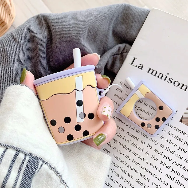 VOZRO Milk tea беспроводной Bluetooth чехол для наушников для Apple Airpods силиконовый чехол для наушников s для Airpods 2 защитный чехол - Цвет: Purple