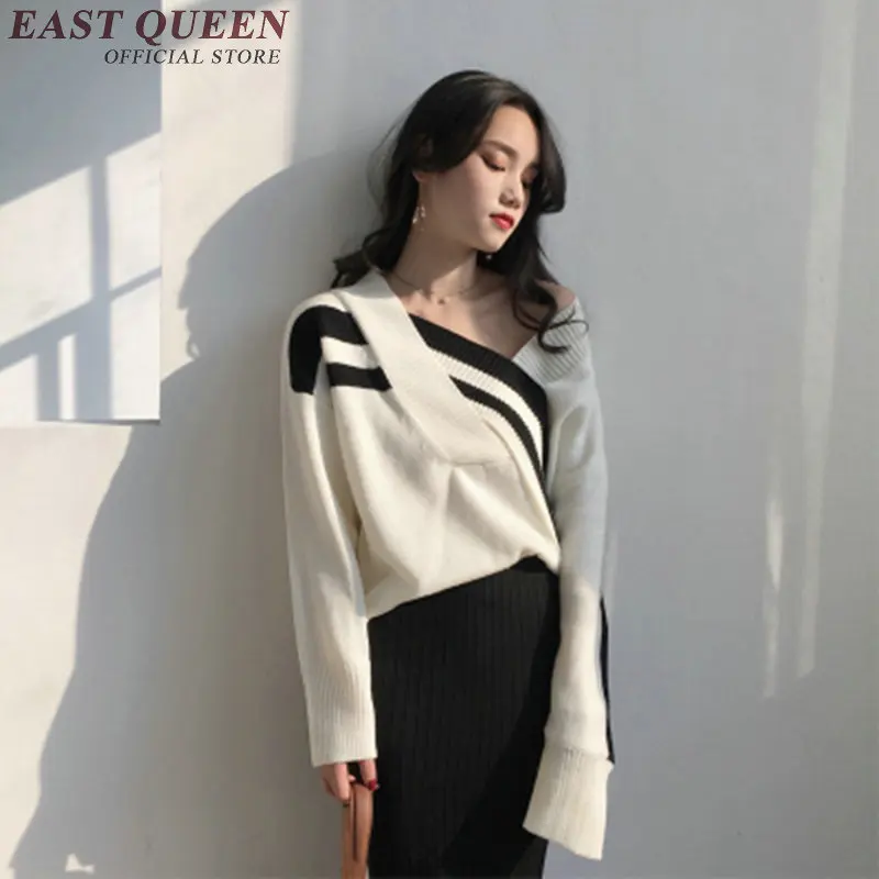 

Women sweaters and pullovers women pullover 2018 sweater V neck cross knitting winter sweater KK1880 H