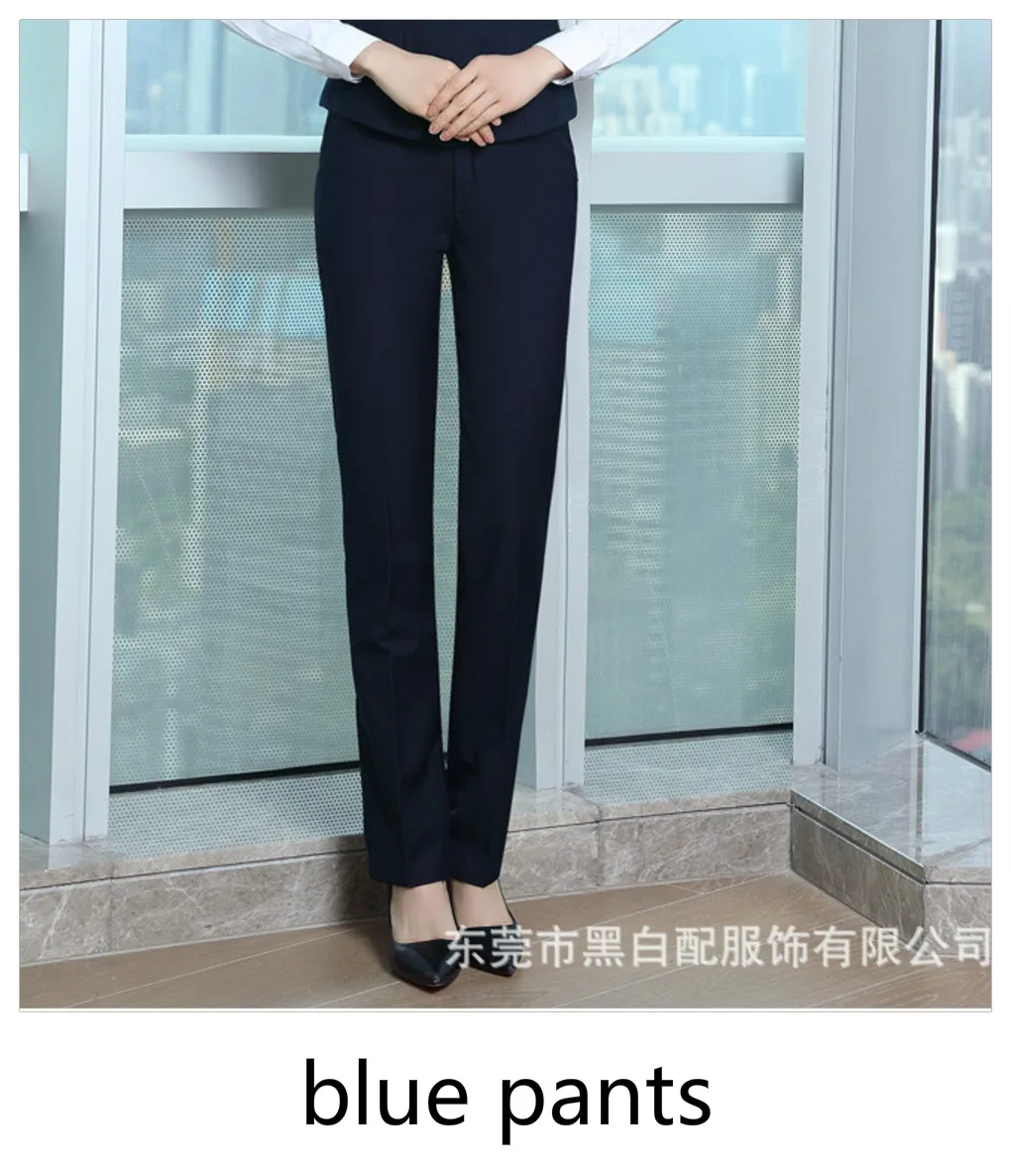 Blue Pants Женский деловой жилет для работы, офисное Женское пальто без рукавов, v-образный вырез, официантка, жилет, костюм, верхняя одежда, каюта - Цвет: Blue Pants