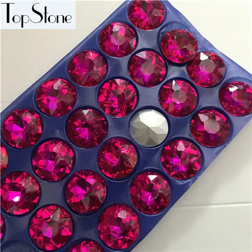 Topstone Baoshihua, 8 мм, 10 мм, 12 мм, 27 мм, Круглые Необычные камни, плоский верх, заостренные стеклянные кристаллы, 1216 для изготовления ювелирных изделий - Цвет: fuchsia