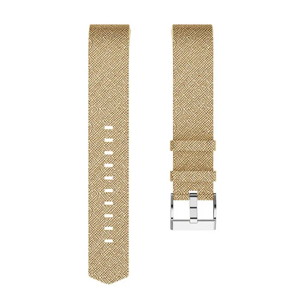 Золотой Сменный ремешок из натуральной кожи, для браслета FitBit Charge 2, сменный ремешок для часов Charge2, умный браслет со стальной пряжкой - Цвет: Золотой