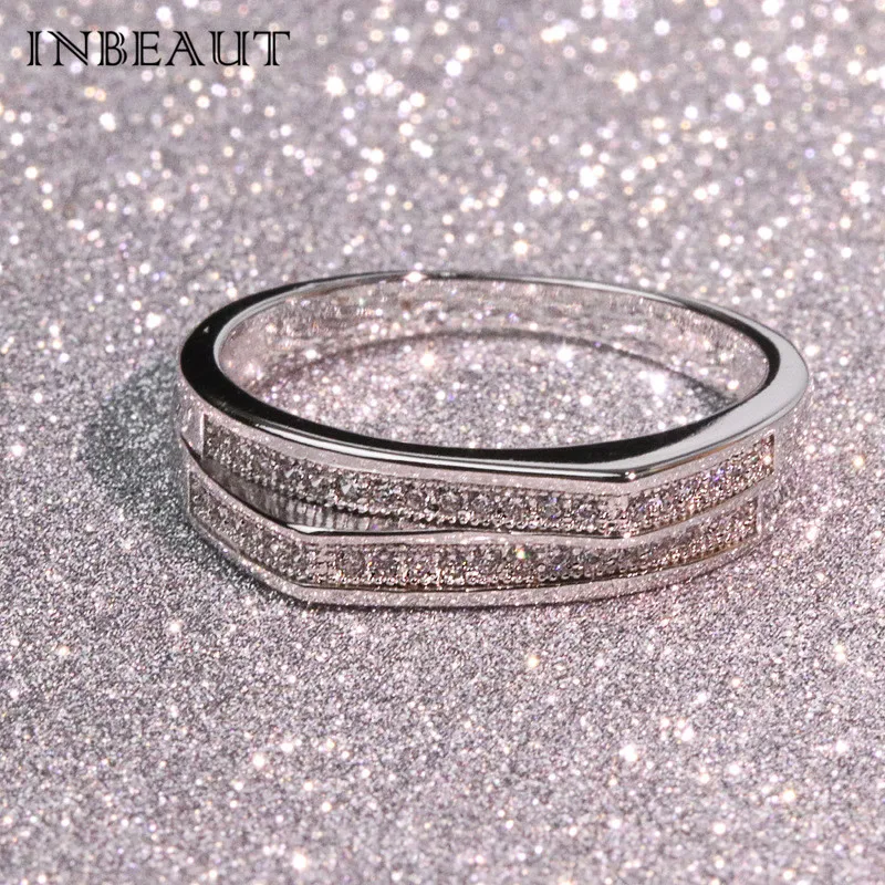 INBEAUT,, двойное раскол, корона, микро круглый, фианиты, вечерние, кольцо для женщин, трендовые, особые, любовь, кольца, элегантные ювелирные изделия