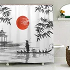 Занавеска для душа из 100% полиэстера, декоративная шторка для ванной комнаты с японским рисунком для мужчин и женщин, с узором в виде лодки