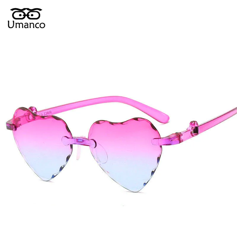 Umanco 2021 новые детские солнцезащитные очки без оправы в форме сердца для детей