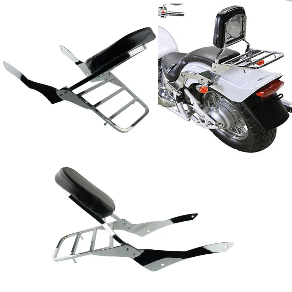 Багажная стойка с хромированной спинкой для мотоцикла Yamaha Dragstar Vstar 400 650 модель 1996