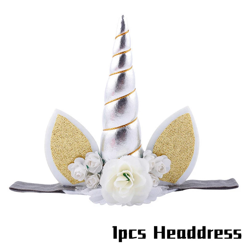 1pcs Headdress Скатерть с единорогом для детской вечеринки на день рождения, вечерние одноразовые скатерти и столовые приборы, свадебные украшения, товары для детского душа - Цвет: 1pcs Headdress