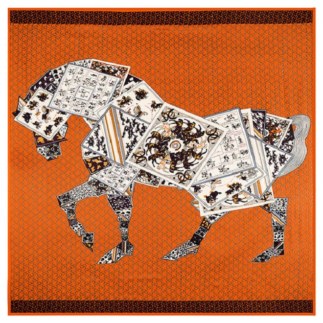 POBING роскошный брендовый 100% саржевый шелковый шарф женский для покерной лошади