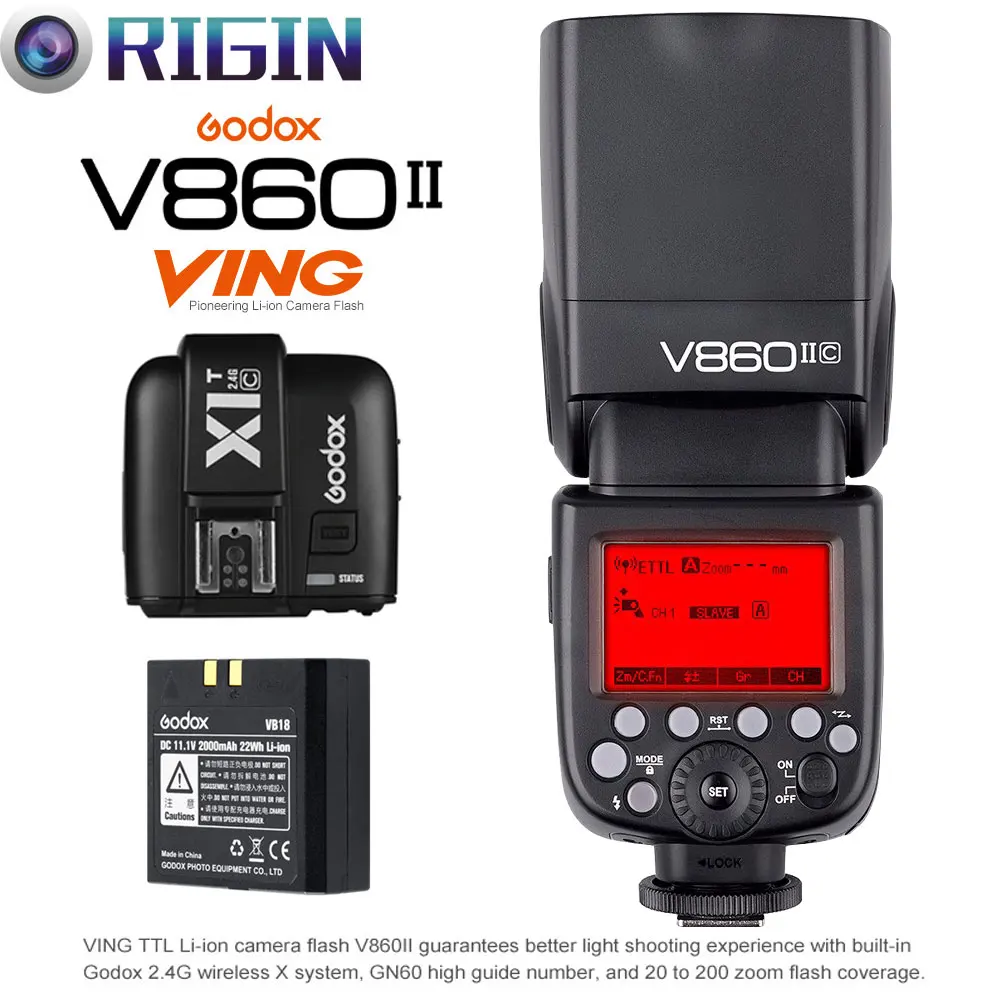 Godox V860II C/V860II N/V860II S TTL вспышка для камеры GN60 HSS 1/8000s 2 4G Беспроводная + X1T C/X1T N/X1T