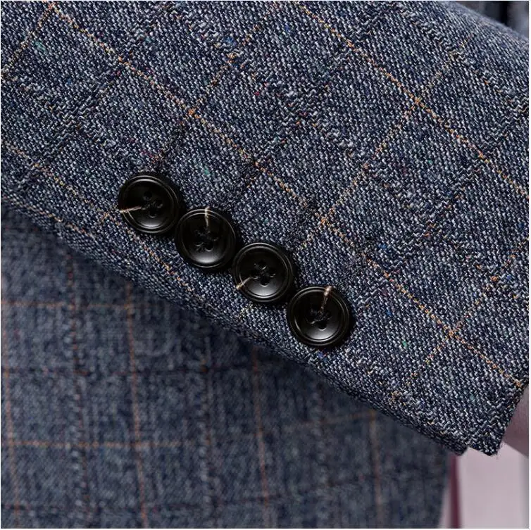 Куртка+ брюки+ жилет Мужская небольшая решётка костюм Slim Fit Мода Досуг свадебное платье костюмы мужские пальто для делового человека пиджак для костюма