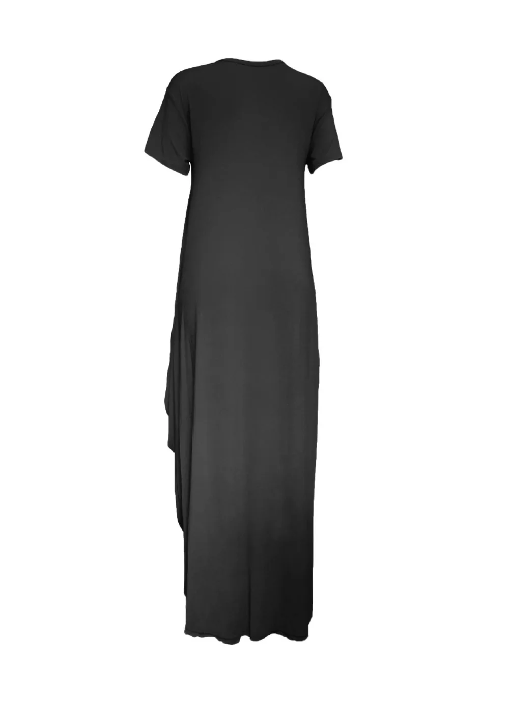 HAOOHU Sexy Long Dress Women Summer New O-Neck Short Sleeve Robe Casual Loose Solid Maxi Dress Irregular Party Club Dress