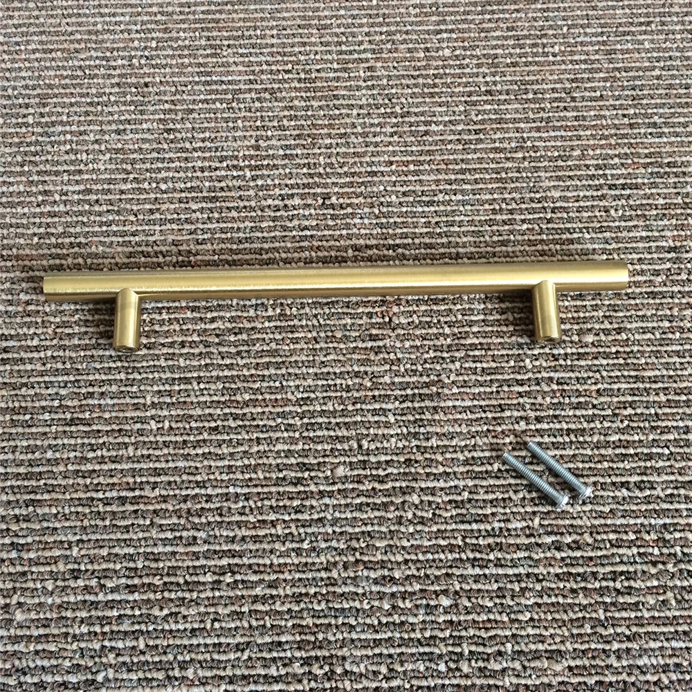 Goldenwarm матовые латунные золотые ручки для шкафов Т бар современный шкаф кухонный