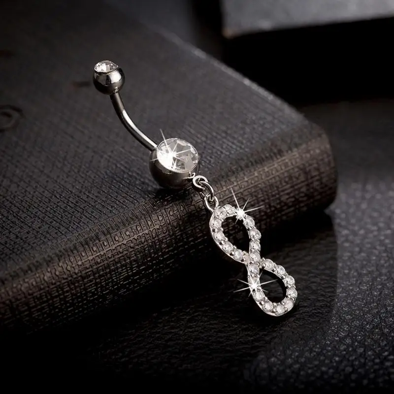 Кольцо женское из хирургической стали 316L висячее туннель с имитацией