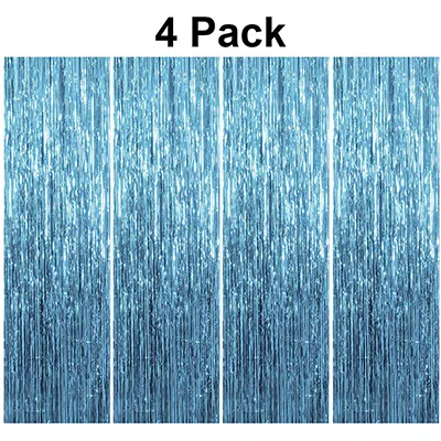 sky blue 4 шт./лот, 3ft x 8ft, небесно-голубая мишура, фольга, бахрома, металлическая мишура, шторы, фон для фотосъемки, украшения, вечерние украшения - Цвет: sky blue