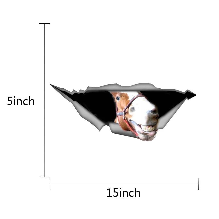 Забавные 3D улыбающаяся лошадь водонепроницаемые наклейки для автомобиля