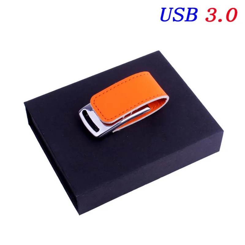 JASTER USB 3,0 цветная печать логотипа металлическая кожа 4 ГБ 8 ГБ 16 ГБ 32 ГБ 64 Гб карта памяти U диск usb+ Подарочная коробка usb флеш-накопитель - Цвет: Orange