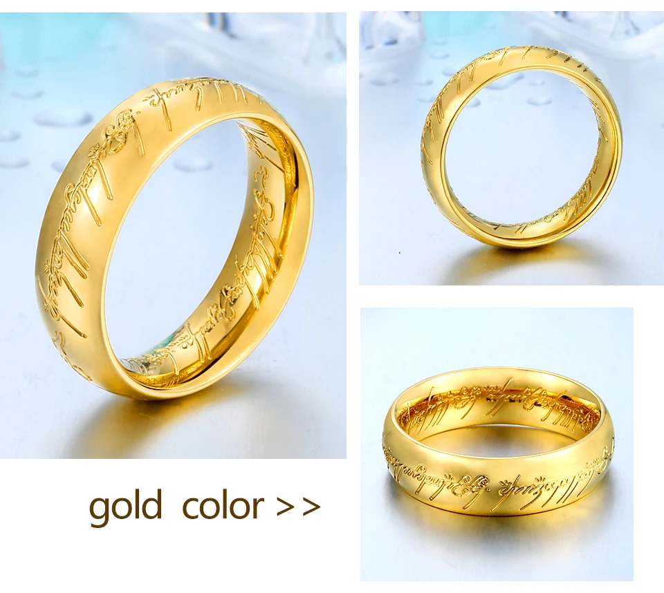 BEIER High Quality Gold Color Hobbit Gift Midi Ring Stainless Steel One Ring Of Power jewelry Ring Women and Men LR-R059