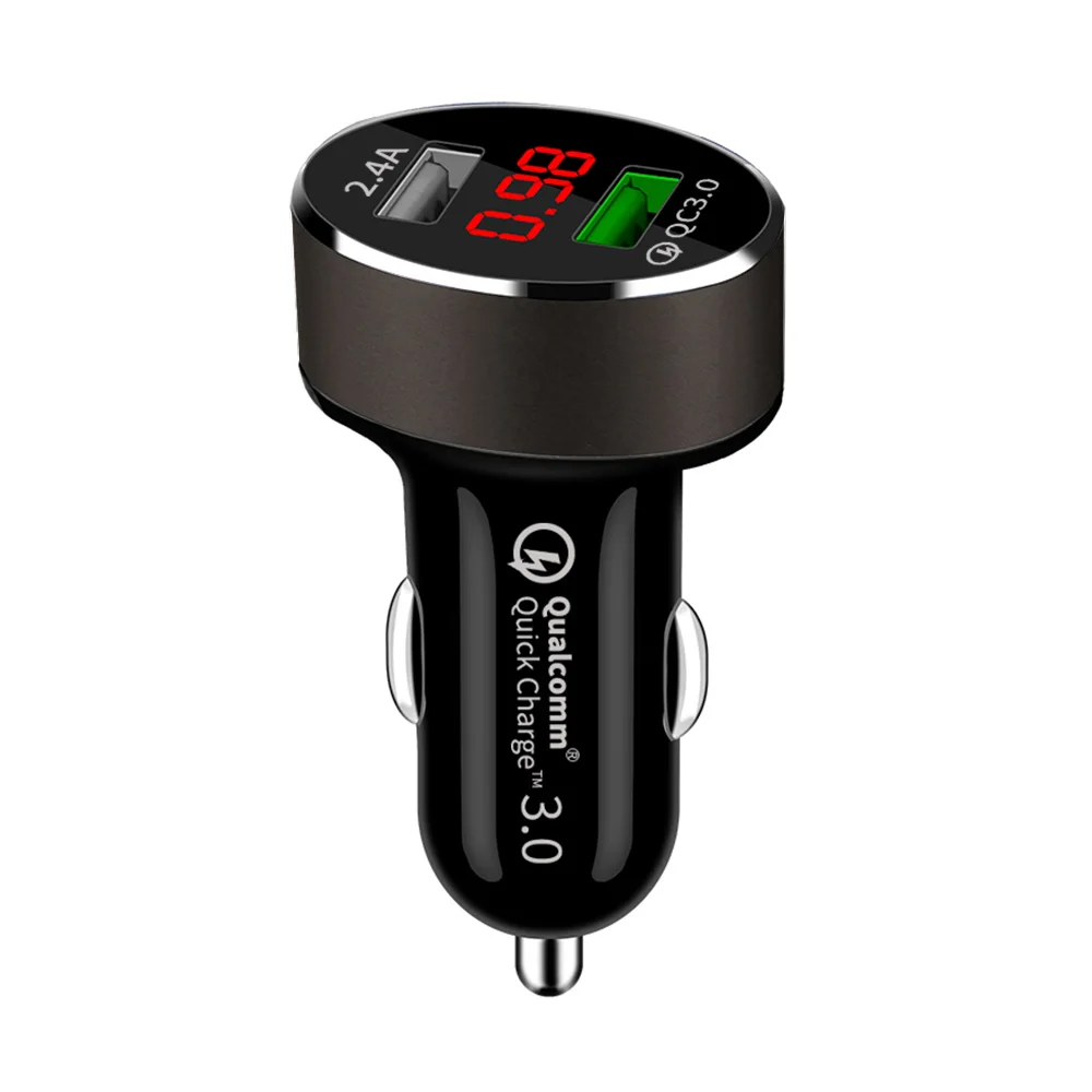 2 Порты устройство для автомобиля с двумя портами USB Зарядное устройство адаптер для iphone X 8 7 samsung S8 S9 зарядный кабель для мобильного телефона для быстрой Зарядное устройство 3,0 - Тип штекера: gray charger