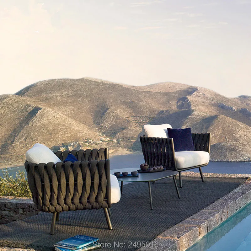 Уличная мебель на 6 человек Комплект алюминиевых насадок для патио с кофейным