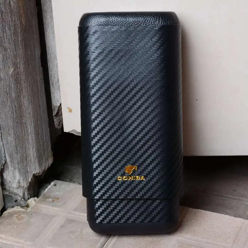 Дорожный Чехол для сигар COHIBA кожаный держатель из углеродного волокна и