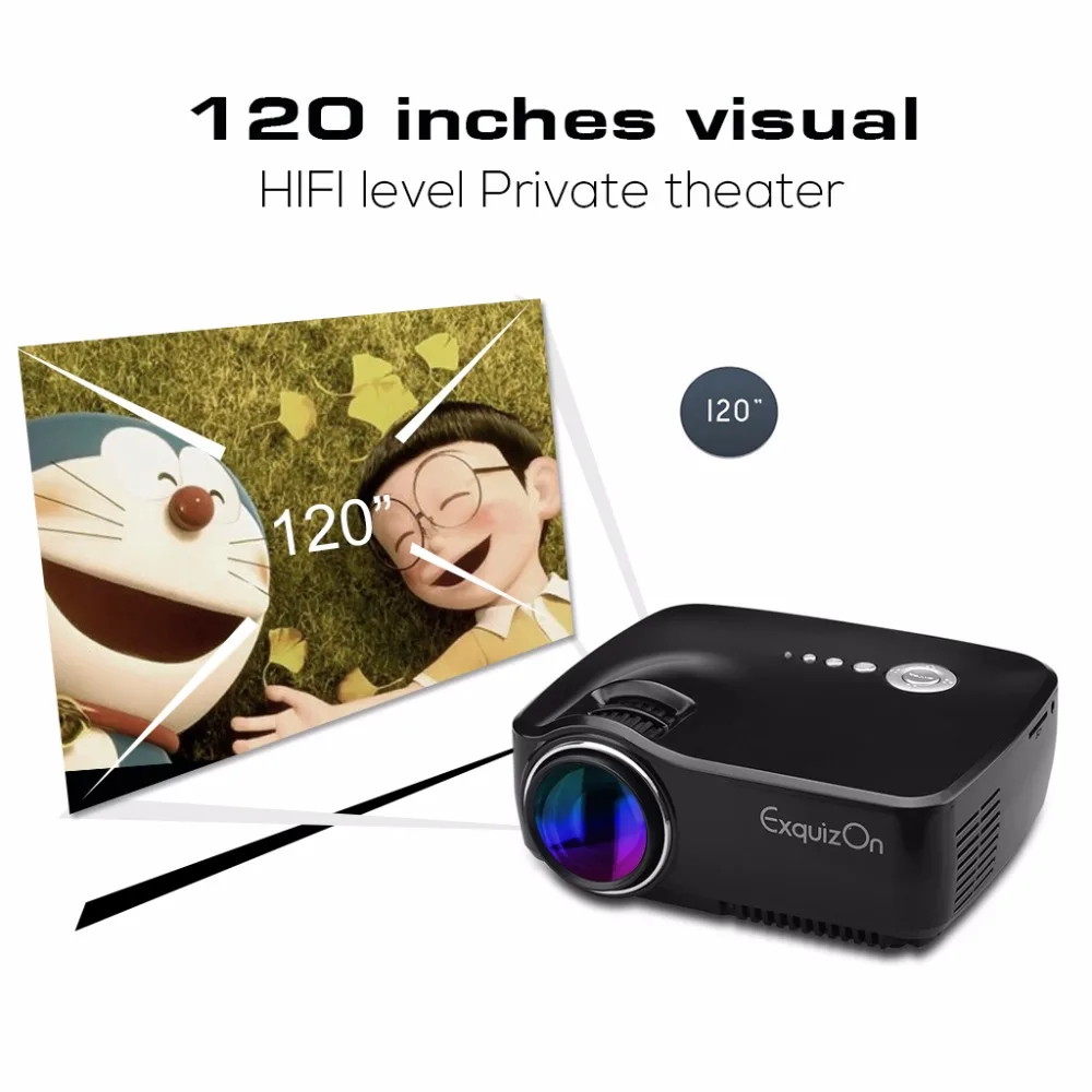Exquizon GP70 lcd 800*480 проектор (опционально Android 4 Bluetooth wifi) HD 1080P 1800 люмен светодиодный HDMI