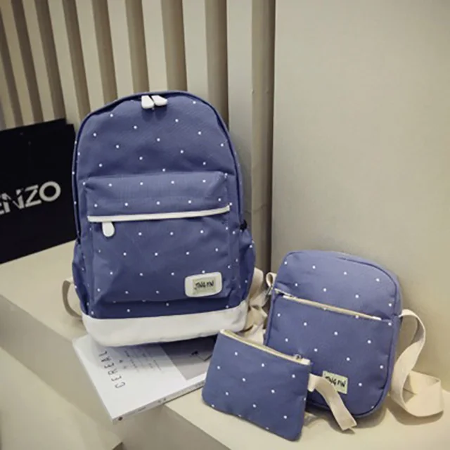 Light blue 3 шт./компл. точка печати Школьный рюкзак для девочек, школьные сумки, школьные рюкзаки для девочек Детские рюкзаки для девочек Mochila Infantil - Цвет: Light blue