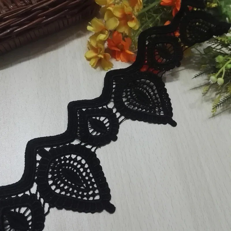1 ярд 9 см Широкий винтажный Белый Черный Водорастворимый вышивка корона цветок