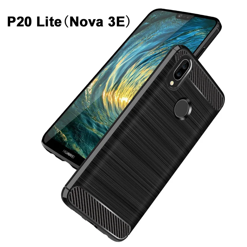 Huawei P30 P20 Lite case Wiredrawing TPU for Pro Plus cover Carbon Fiber Style For Nova 3 E |