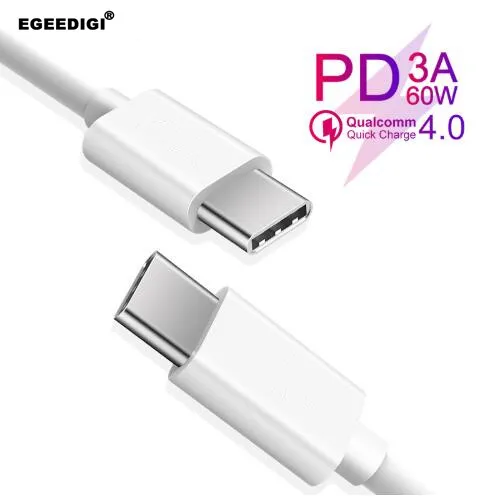 Egeedigi usb type C к USB C кабель для samsung S9 Plus Note 9 поддержка PD 60 Вт QC4.0 3A кабель для быстрой зарядки для USB-C
