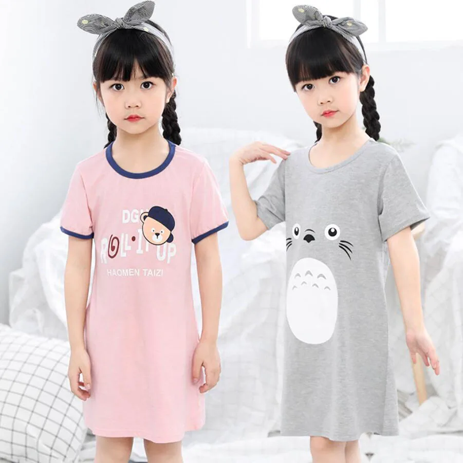 2019 летняя ночная рубашка для девочек детская Удобная хлопковая одежда сна