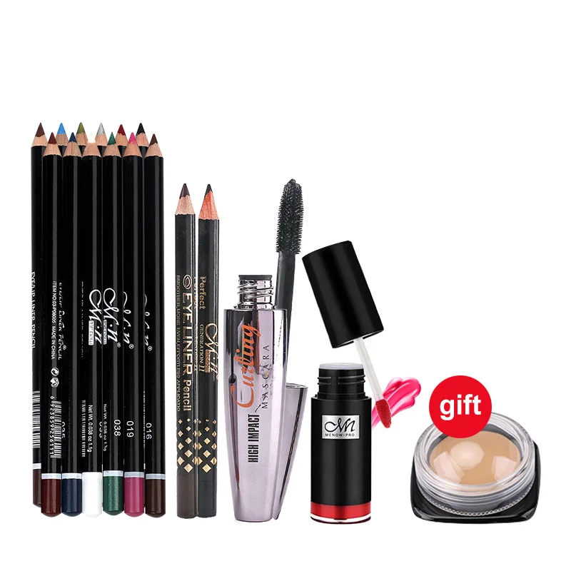 Buy 3 get 1 gift Thick Mascara Set With Two Eyeliner Pencil&12 Color Eyeliner Pencil&38 Colors Kiss proof Matte&Concealer 5462