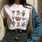 Женская футболка с коротким рукавом, круглым вырезом и цветочным принтом