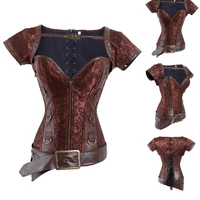 2017 factory directly plus size gothic clothing corselet vintage retro warrior corset sexy steel boned brocade steampunk corset