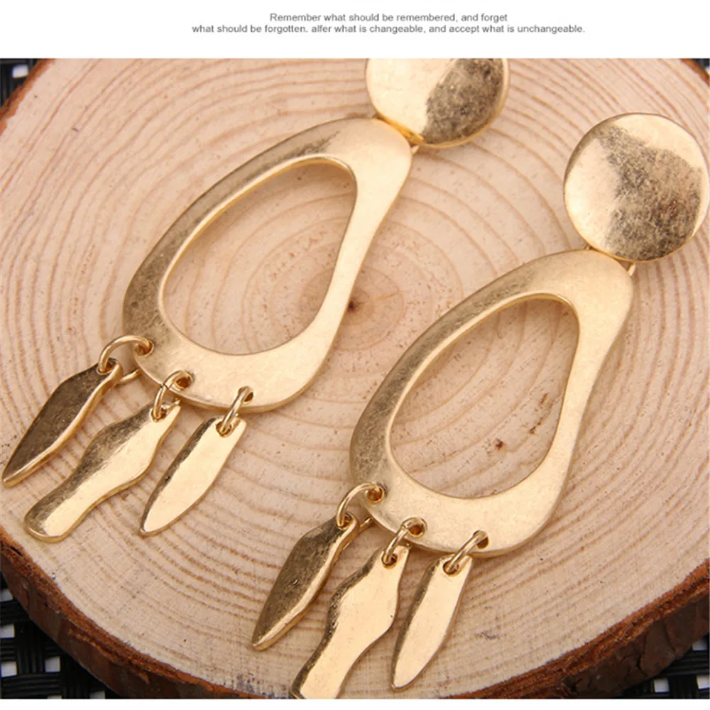 Южный Dreamer полированный Золотой капли воды длинные модные Серьги геометрический