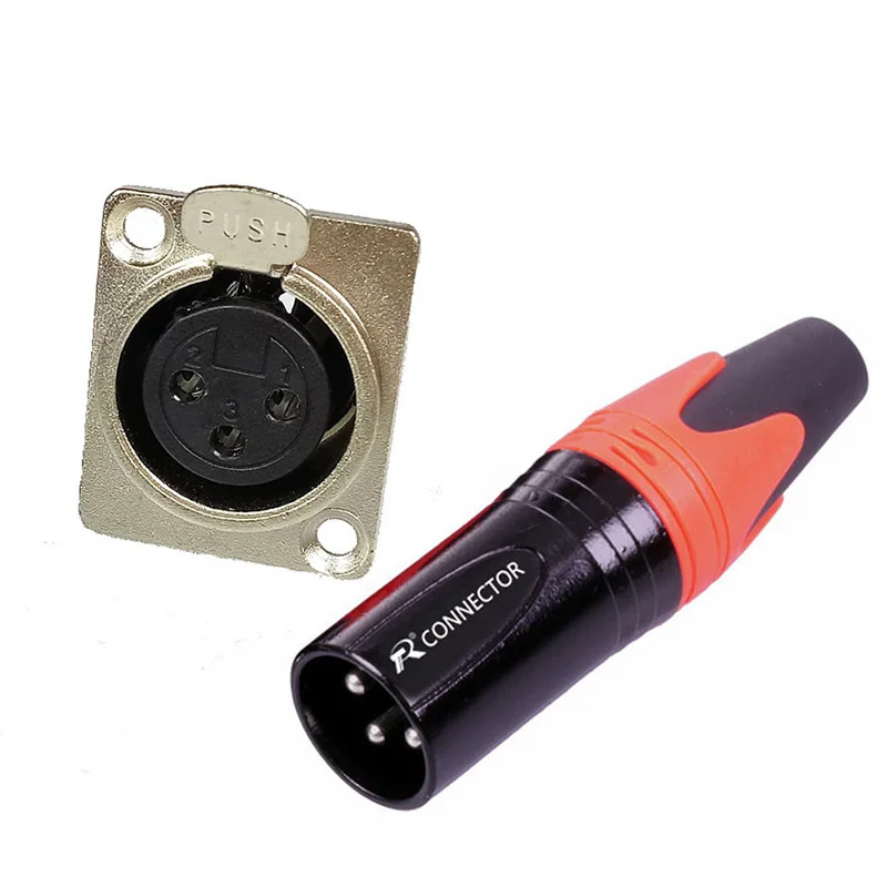 Orange (1 Set) 1 компл./лот 2 шт 3-контактный разъем XLR 1 шт. XLR Панель шасси держателя+ 1 шт. XLR Сделано в Китае с разъемом «папа» в наборе микрофон разъем адаптера - Цвет: Orange (1 Set)