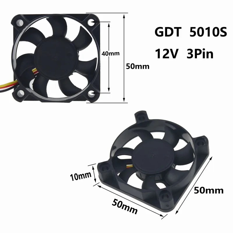 

Gdstime 1 pcs 5010 DC 12V 3Pin 50x50x10mm 5cm Industrial Cooling Cooler Fan for Computer CPU Case 50mm x 10mm