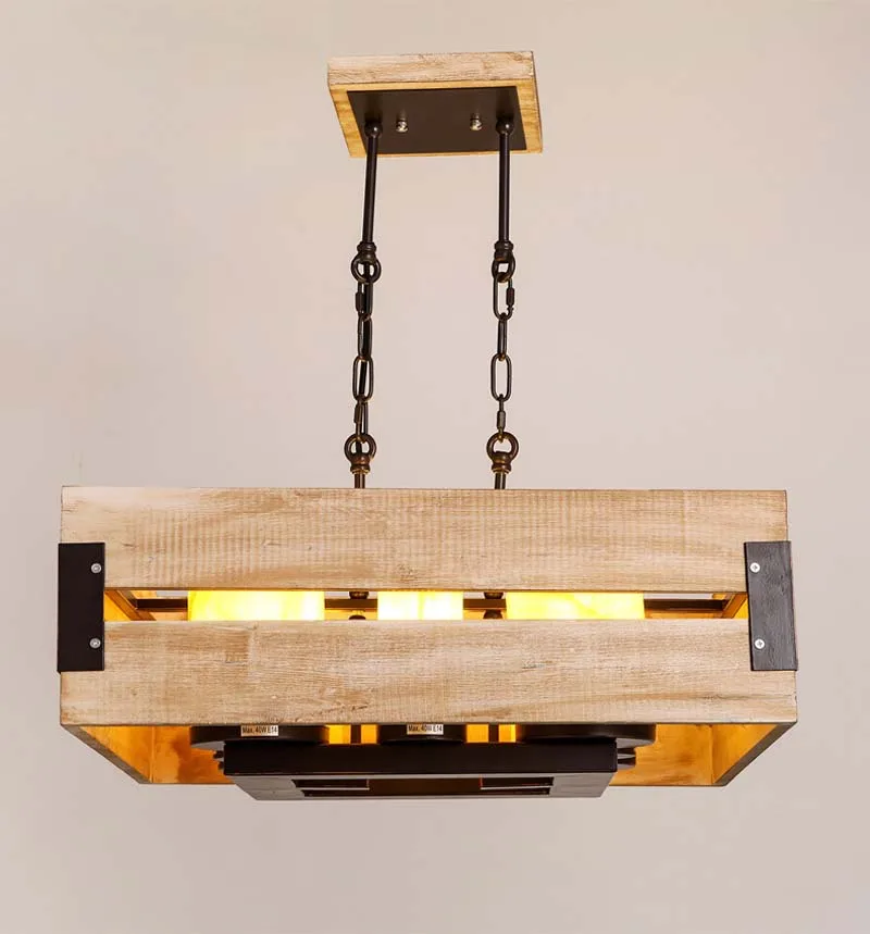 Американский стиль Сельский Лофт Мраморная Свеча из твердой древесины Подвесная